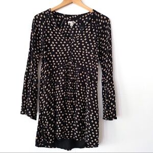Amuse Society Boho Floral Lined Tunic Top Bell Sleeves- Size‎ M